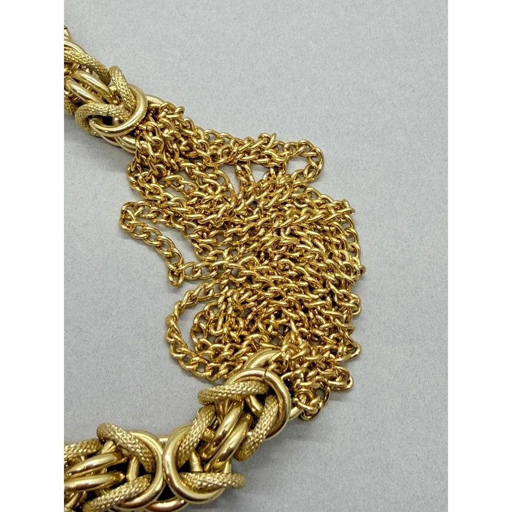 Vintage Gold Tone Multi Strand and Byzantine Link Chain 34
